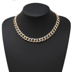 Rhinestone Linked Chain Short Necklace